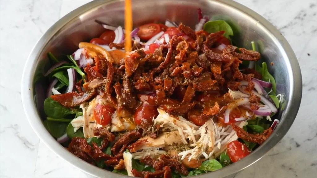Chicken Pesto Pasta Salad with Sundried Tomatoes 5 Toss the Pasta and Chicken