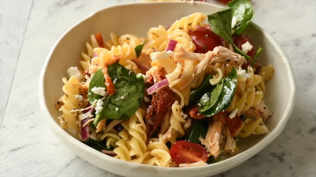 Chicken Pesto Pasta Salad with Sundried Tomatoes