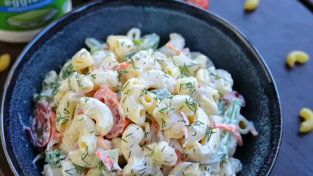 Macaroni Pasta Salad 11 Garnish and Serve