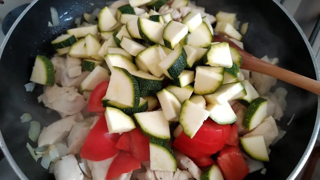 Chicken zucchini tomato pasta 7 Sauté the Vegetables