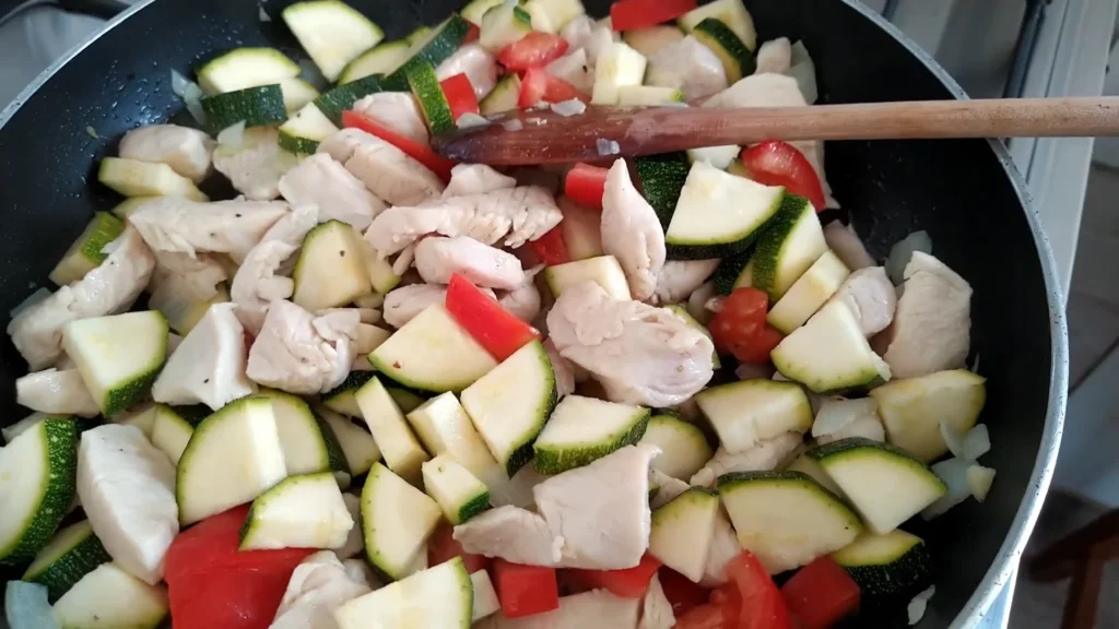 Chicken zucchini tomato pasta 8 Sauté the Vegetables