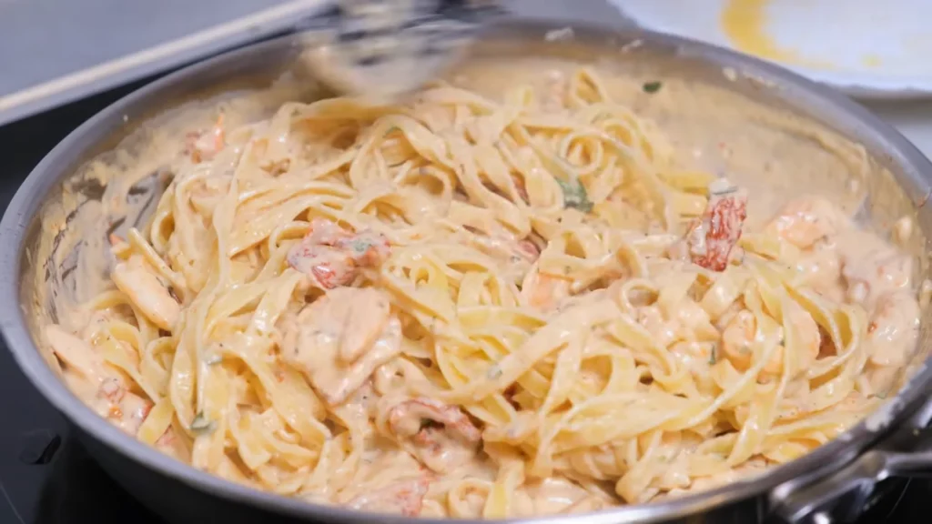 Seafood Alfredo 14 Garnish and Serve Seafood Alfredo