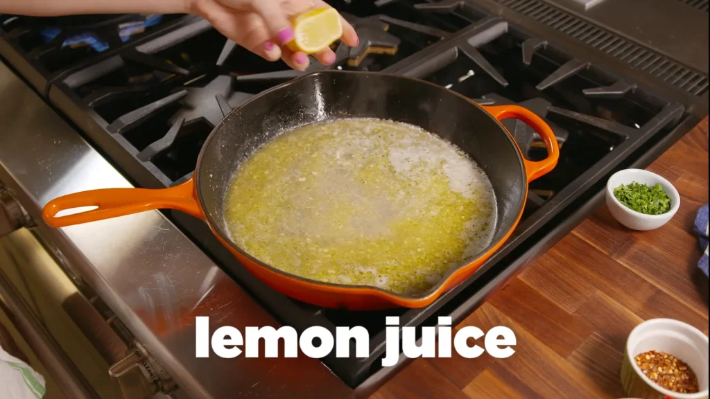 Easy Garlic Butter Shrimp Pasta 9 Add Lemon and Shrimp