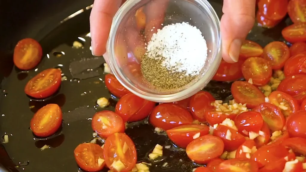 Mediterranean Pasta 4 Sautee Cherry Tomatoes and Olives