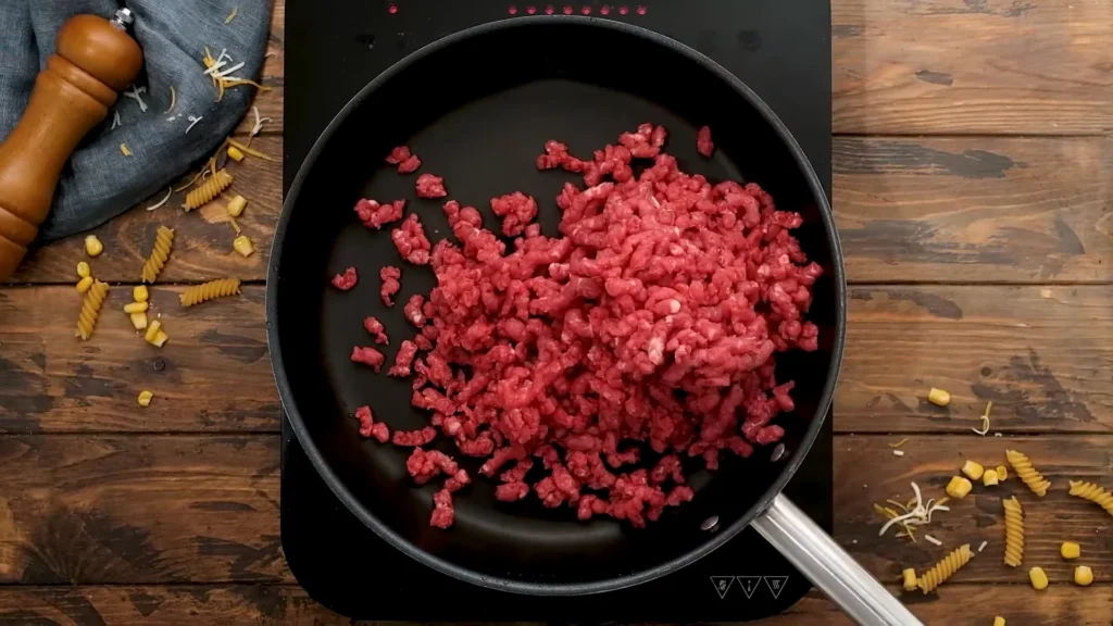 Mexican Pasta Bake 5 Brown the Ground Meat
