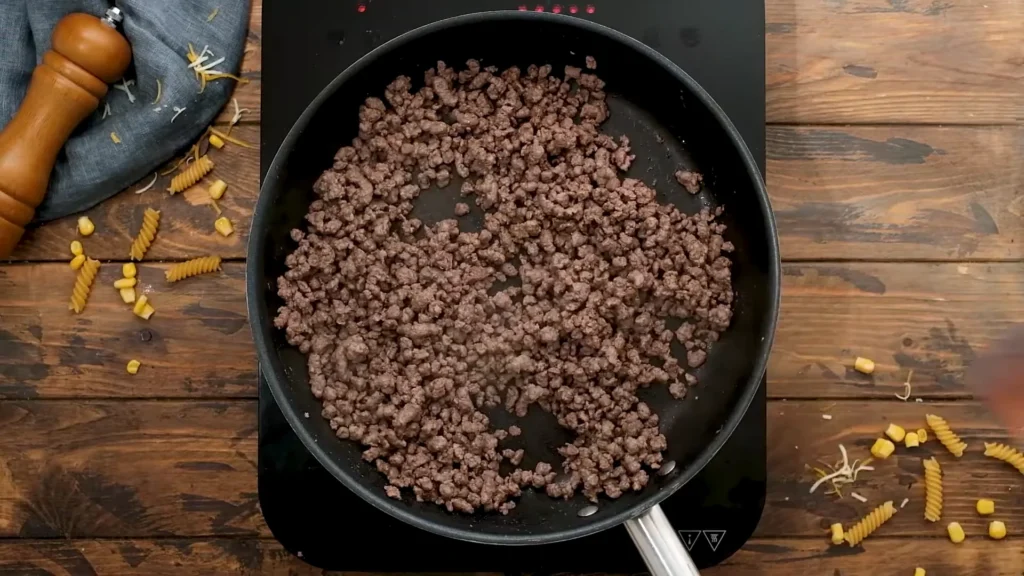 Mexican Pasta Bake 6 Brown the Ground Meat