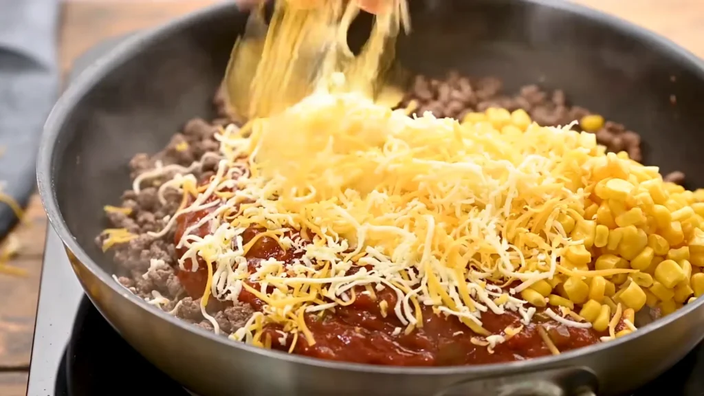 Mexican Pasta Bake 8 Add the Vegetables and Seasoning