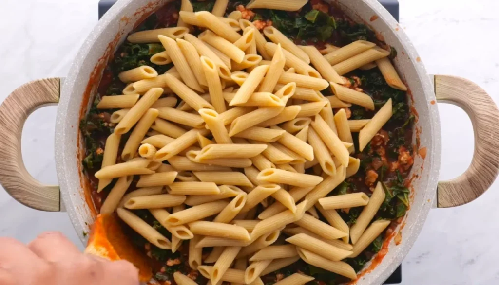 Ground turkey pasta bake 9 Combine Pasta and Sauce