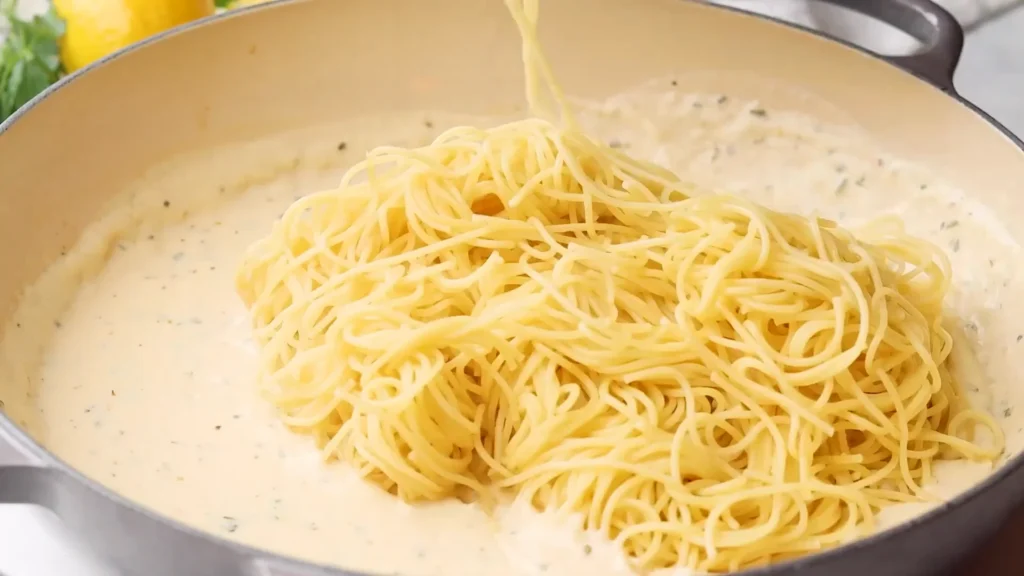 lemon chicken Pasta 12 Add Pasta and Chicken Affair