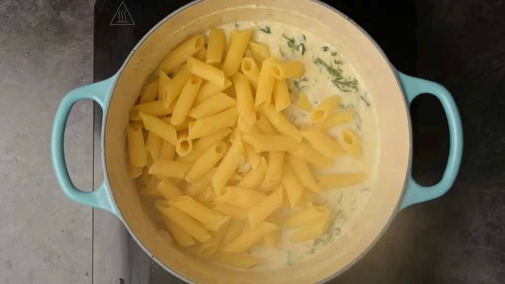 Spinach Artichoke Pasta 9 Combine Pasta and Sauce