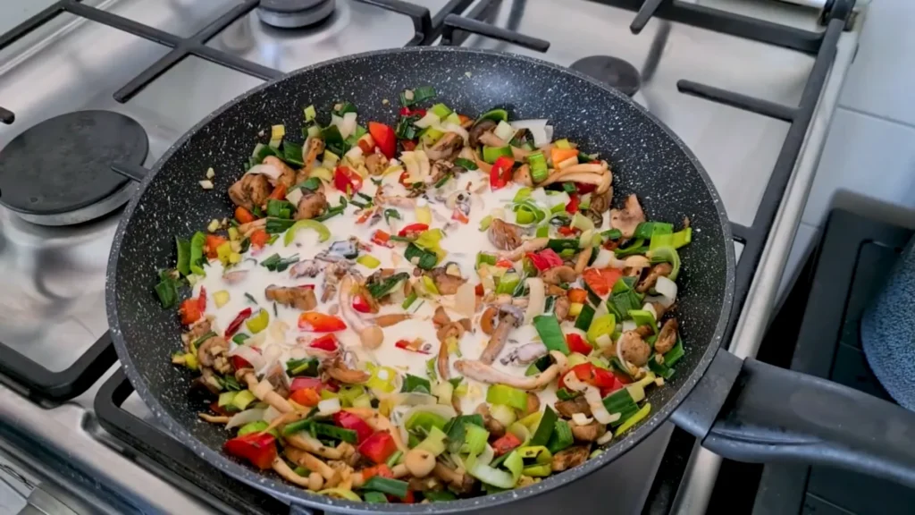 Mushroom and leek pasta 11 Sauté the Vegetables