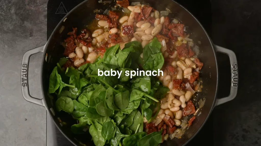 Vegan Tuscan Pasta 10 Add the Spinach