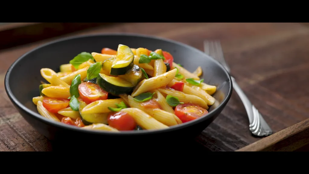 Zucchini Tomato Pasta 13 Garnish and Serve