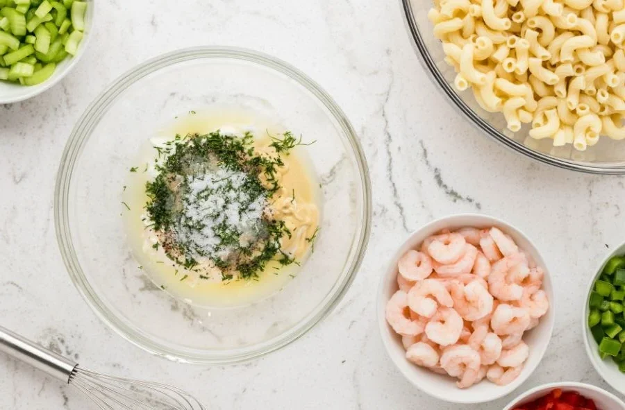 Shrimp and Macaroni Salad 6 Make the Dressing