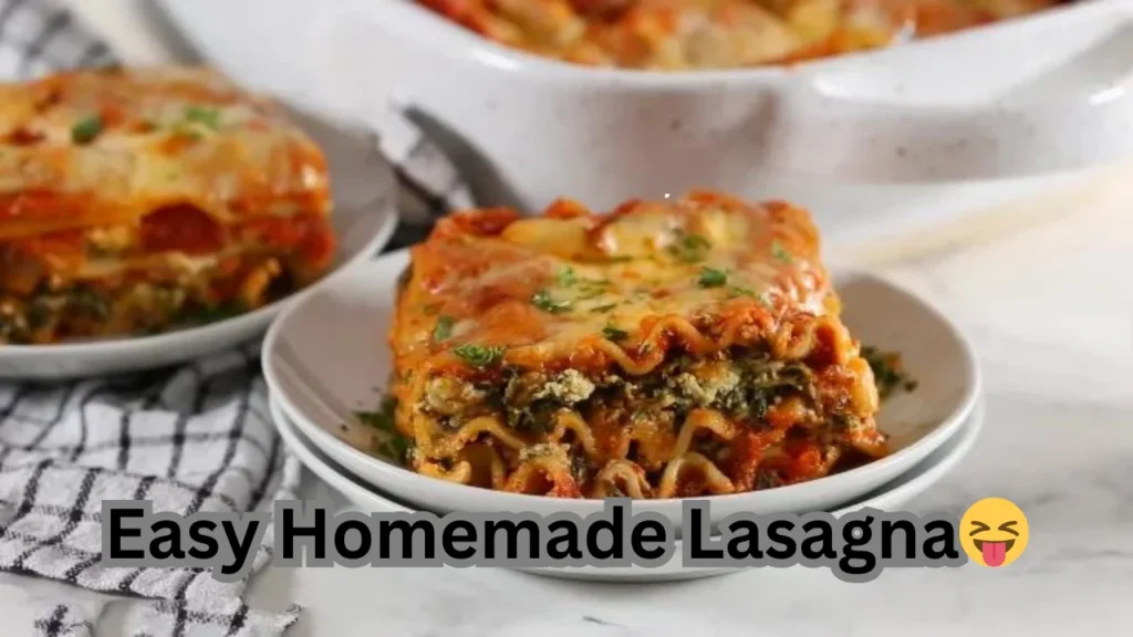 A delicious homemade lasagna recipe with layers of pasta, cheese, and sauce, perfect for family dinners.